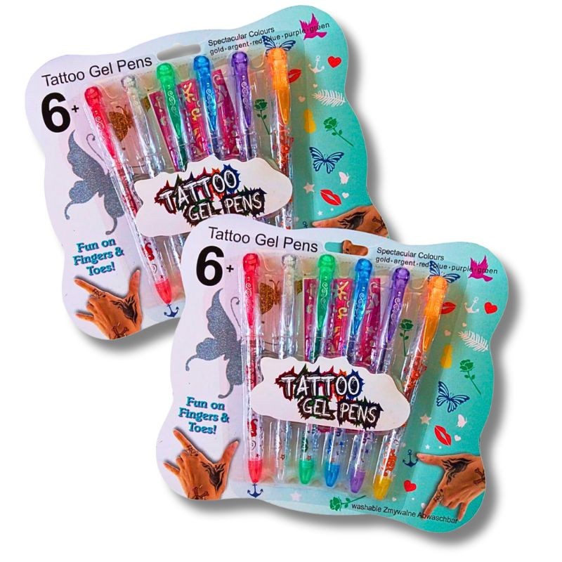 Plumas de Gel para Tatuajes Temporales – 6 Colores