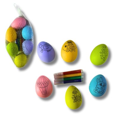 Huevo Colores Pascua con Pincelín Set 6 Piezas