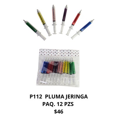 pluma de plástico en forma de jeringa